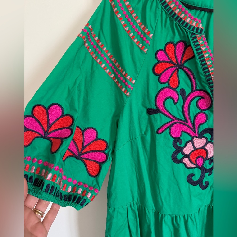 Boden Natalie embroidered maxi dress size 8 green pink - Picture 3 of 5